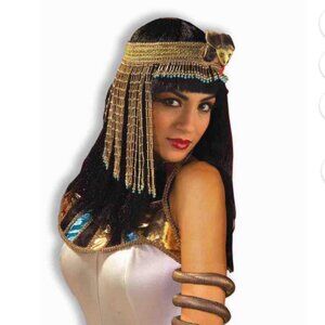 NWT Cleopatra Beaded Snake Halloween Costume Head band In Gold and Blue One Size